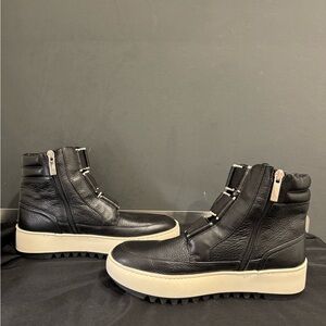 Aquatalia Black Leather High-Top Boots